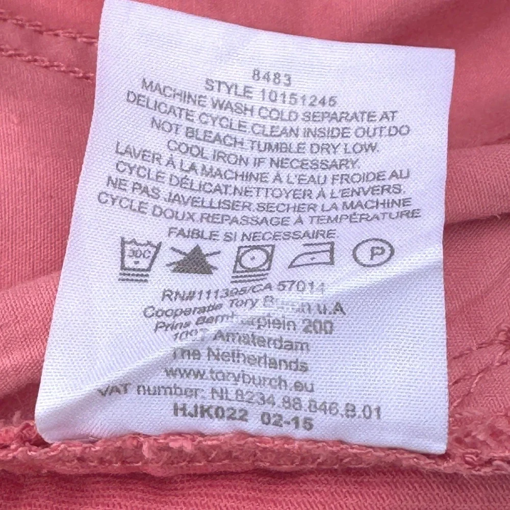 TORY BURCH Chino Roll Up Shorts Womens 26 Coral Pink Stretch Cotton 10151245